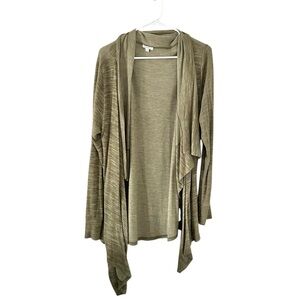Stella & Dot Green Olive Waterfall Open Front Cardigan